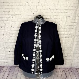 Talbots RSVP Navy Beaded Jacket